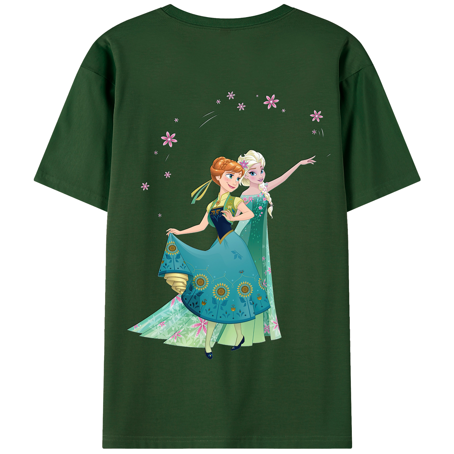 （画像用） アナと雪の女王 アンナ エルサ Frozen Anna Elsa 綿100％半袖Tシャツ（背面プリント）